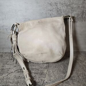 Lucky Brand Crossbody Bag Womens Small Beige Leather Adjustable Strap Boho Purse